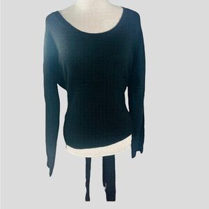 7 FOR ALL MANKIND Touch of Cashmere Black Tie Waist Pullover Size M